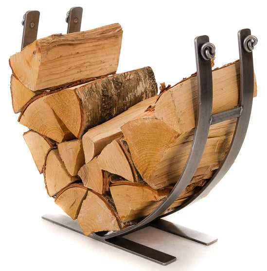 Hand-forged Jacobean firewood holder made of steel, Made in Scotland