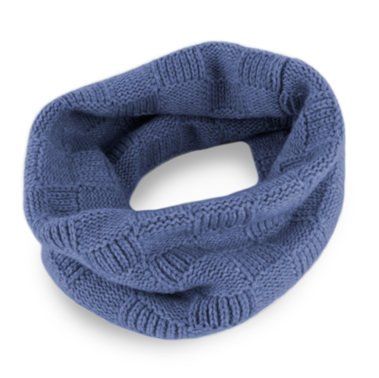 Denim blue Cashmere snood made in scotland