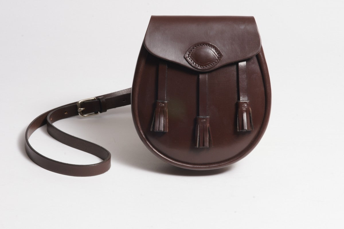 Damen Leder Handtasche im Sporran-Design in Braun von McRostie of Scotland, Made in Scotland