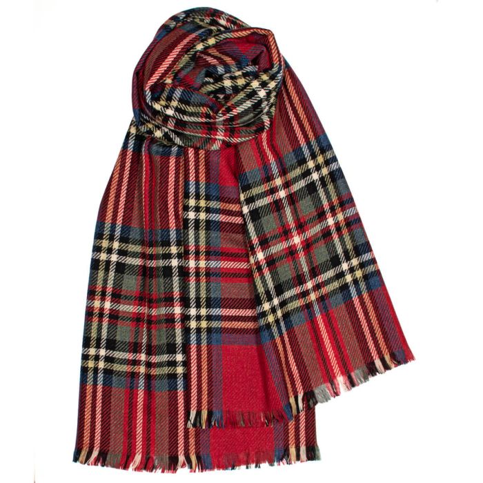Royal Stewart Tartan Stola aus Wolle-Kaschmir von Lochcarron, Made in Scotland