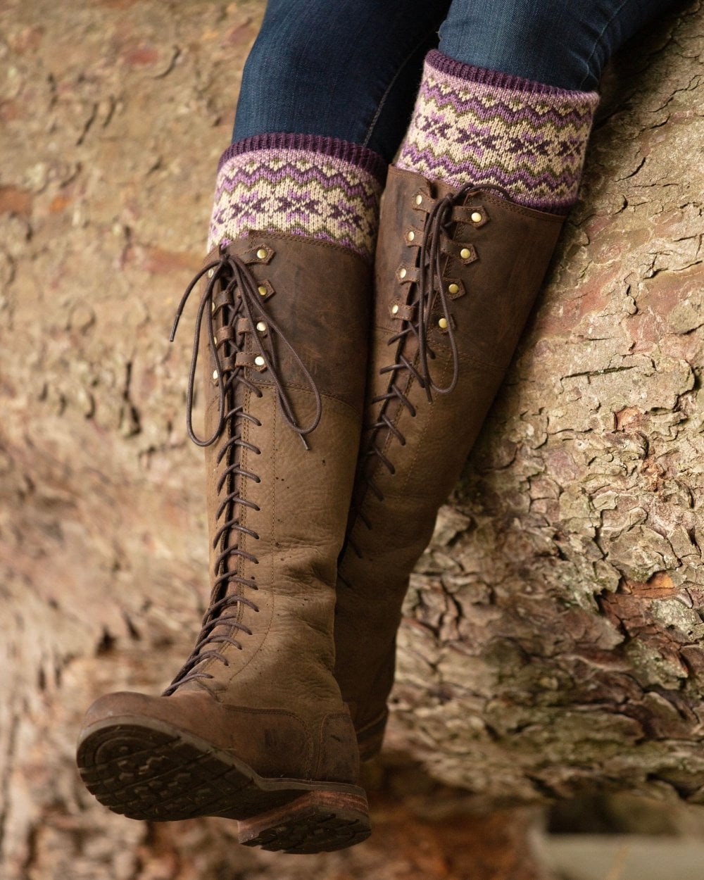 House of Cheviot Damen Steifel Socken Lila