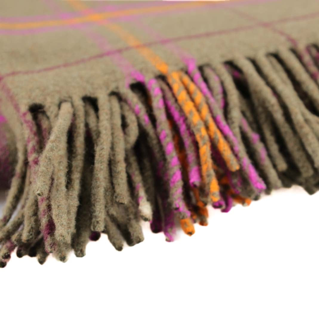 Scottish wool blankets Check | Grey and pink