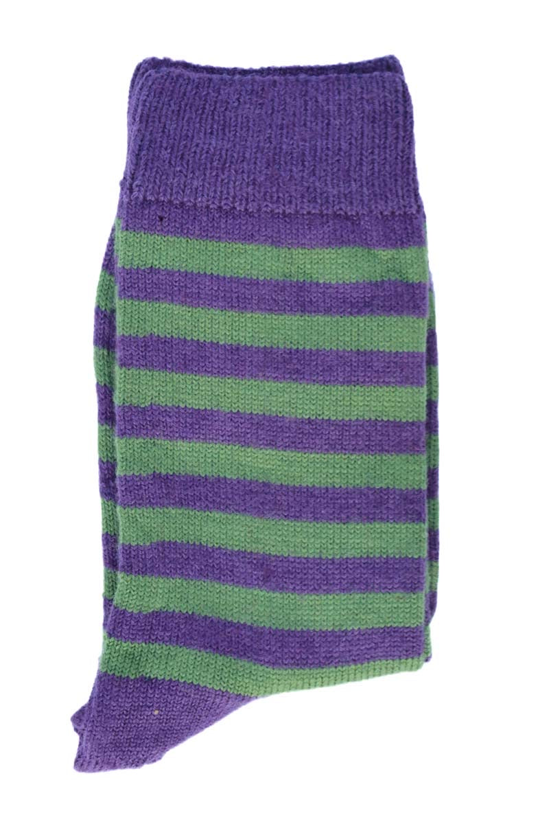 Striped socks for women | Purple and green