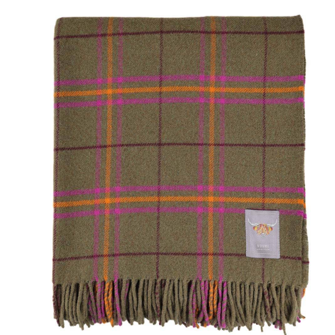Scottish wool blankets Check | Grey and pink