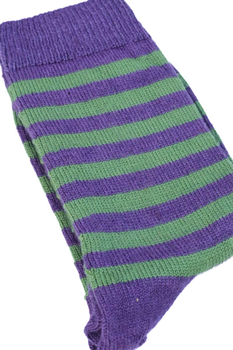 Striped socks for women | Purple and green