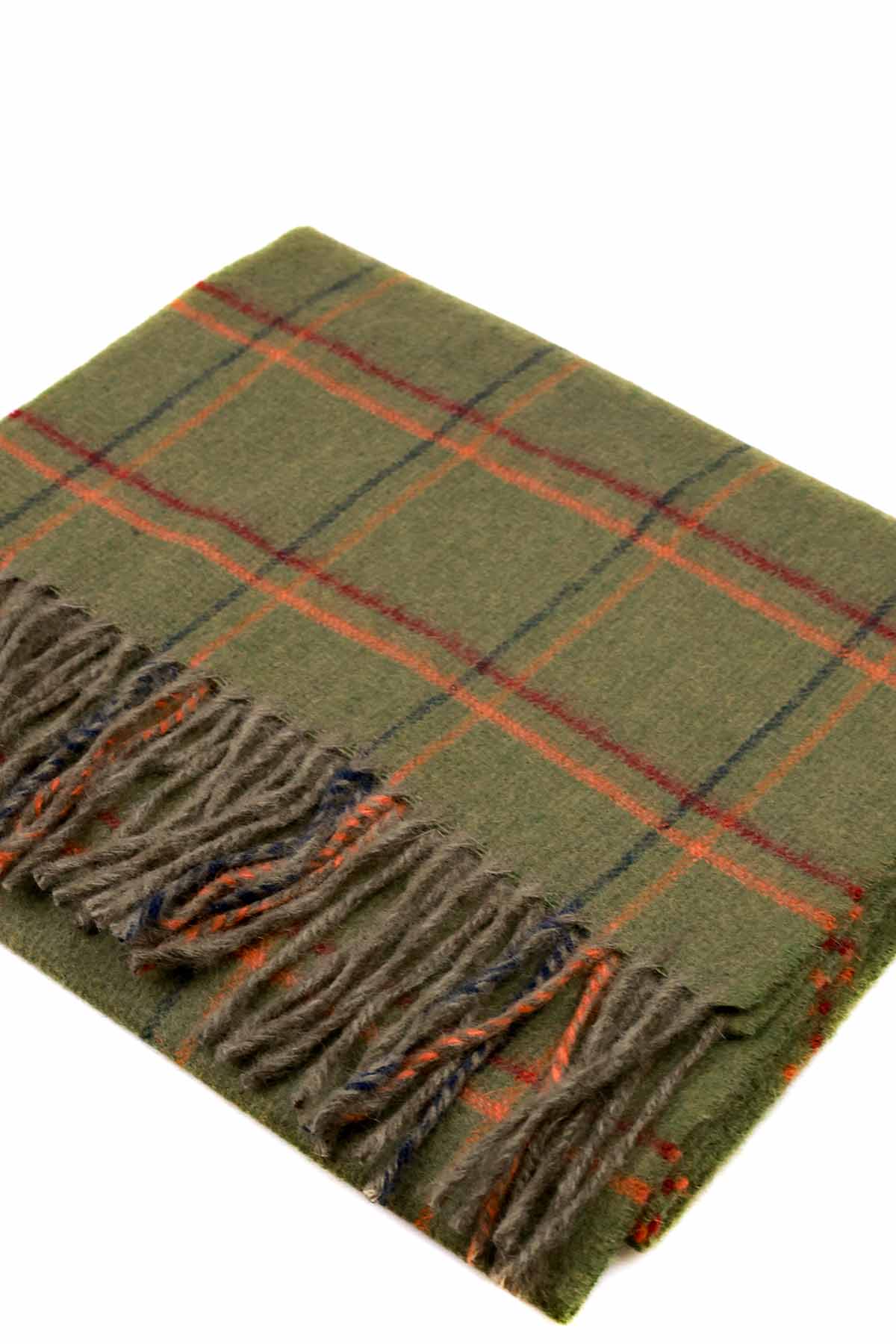 Tartan Angora Wool Scarf Black