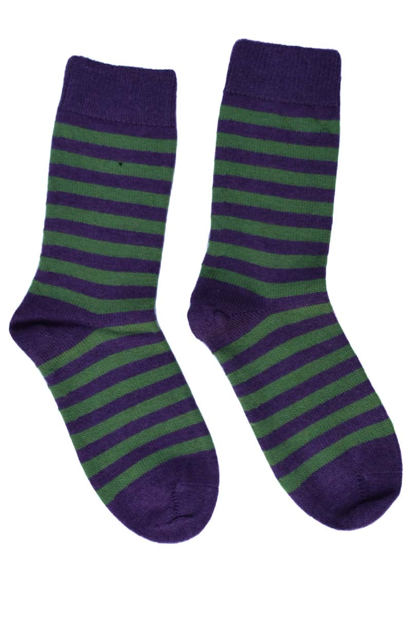 Striped socks for women | Purple and green