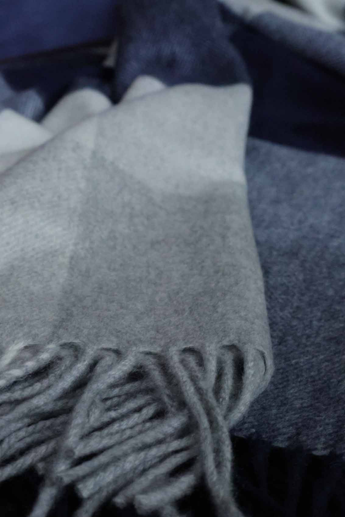Large Cashmere Stole | Checked Blue