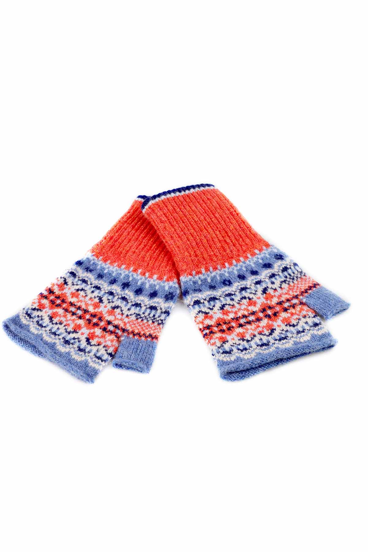 Eribé Damen Offene Handschuhe Reine Merino Schurwolle Alloa Blue Bella