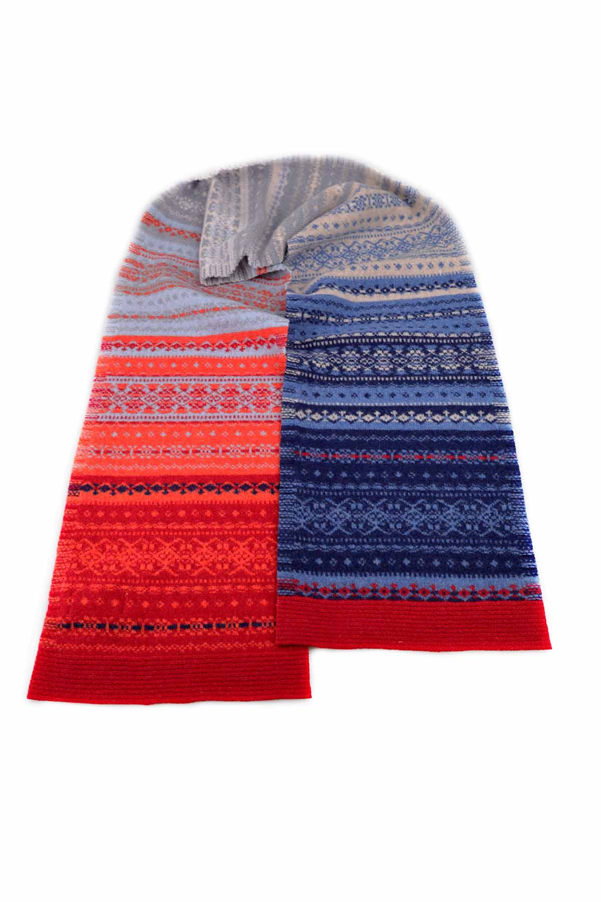 Eribe Damen Fairirle Schal Schurwolle Alloa Bella Blue