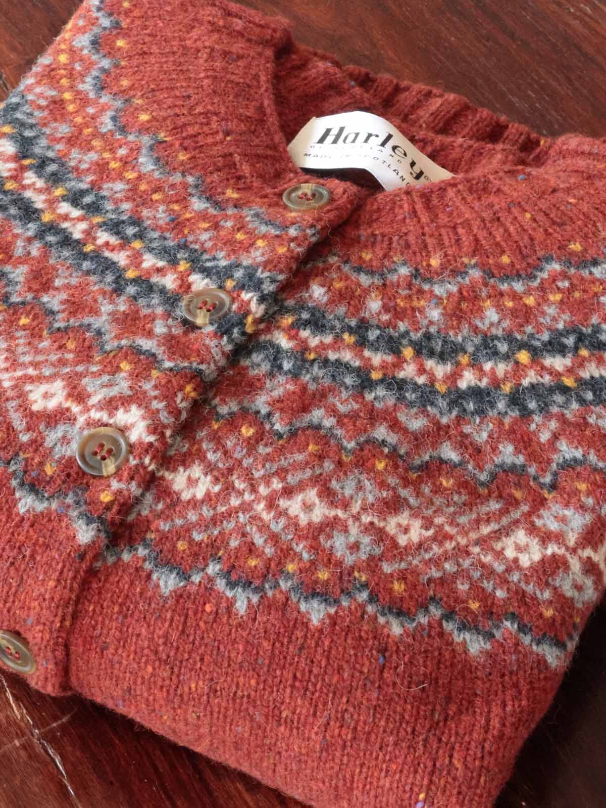 Harley of Scotland Women's Fair Isle Cardigan Pure New Wool