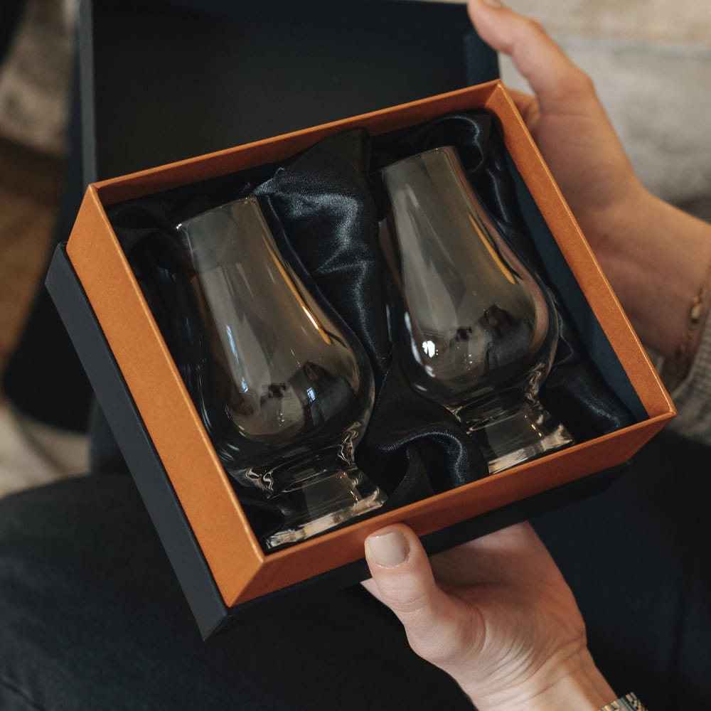 Glencairn Whisky Gläser 2er Set — Luxuriöse schwarze Präsentationsbox