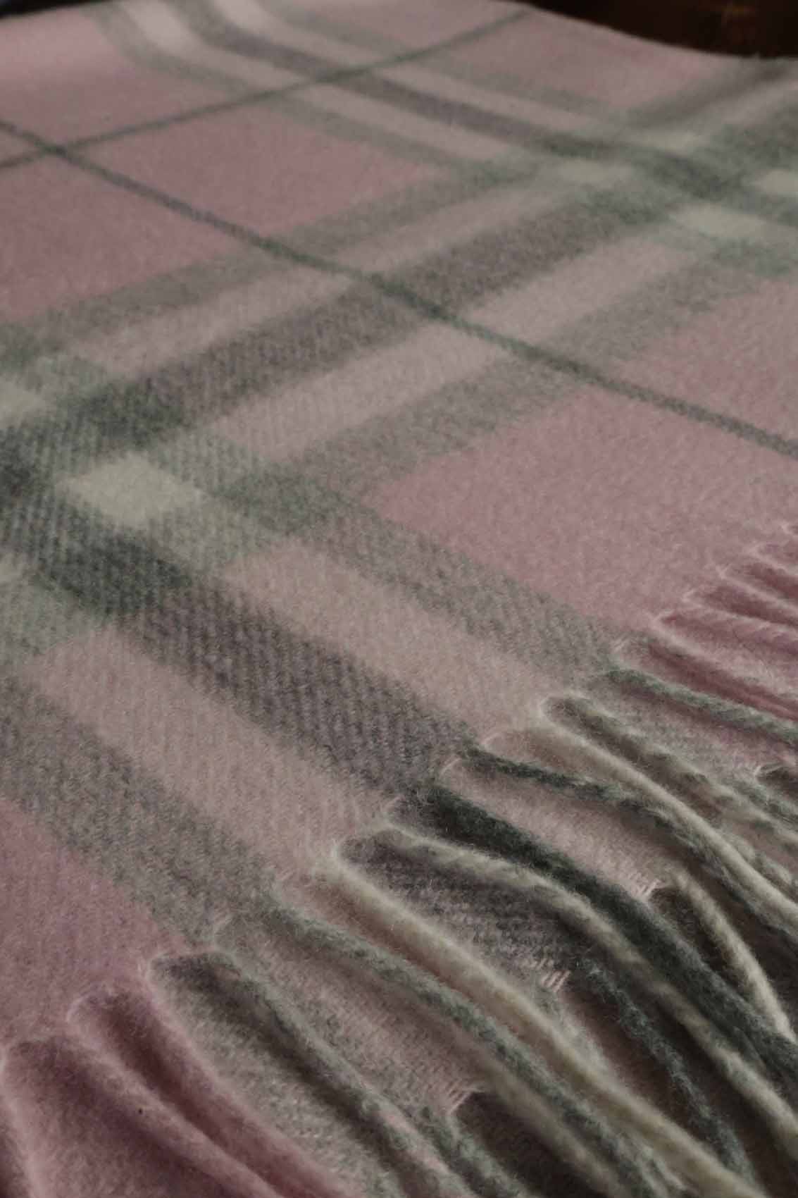 Large Cashmere Scarf | Pink and Grey Check