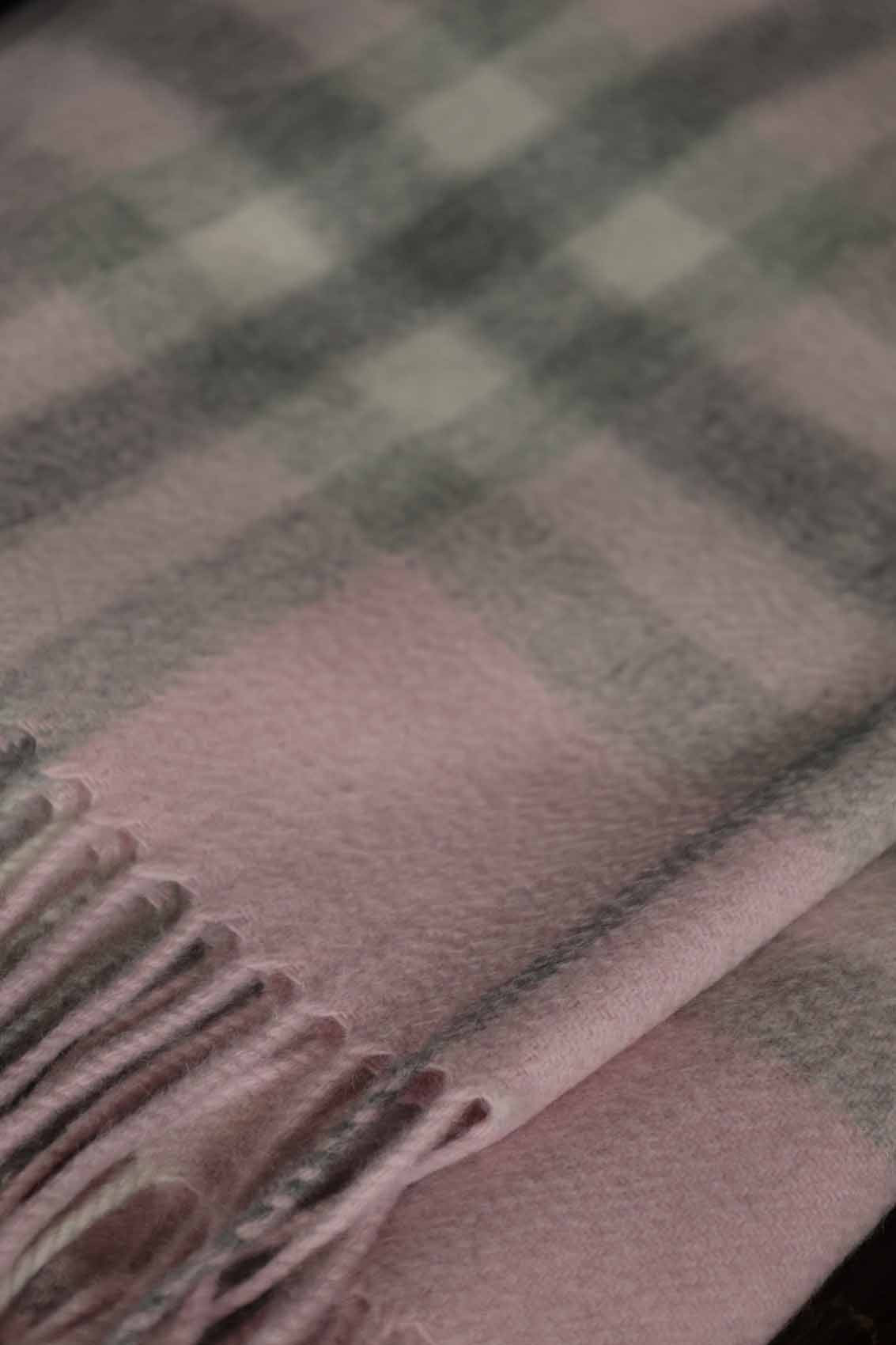 Large Cashmere Scarf | Pink and Grey Check
