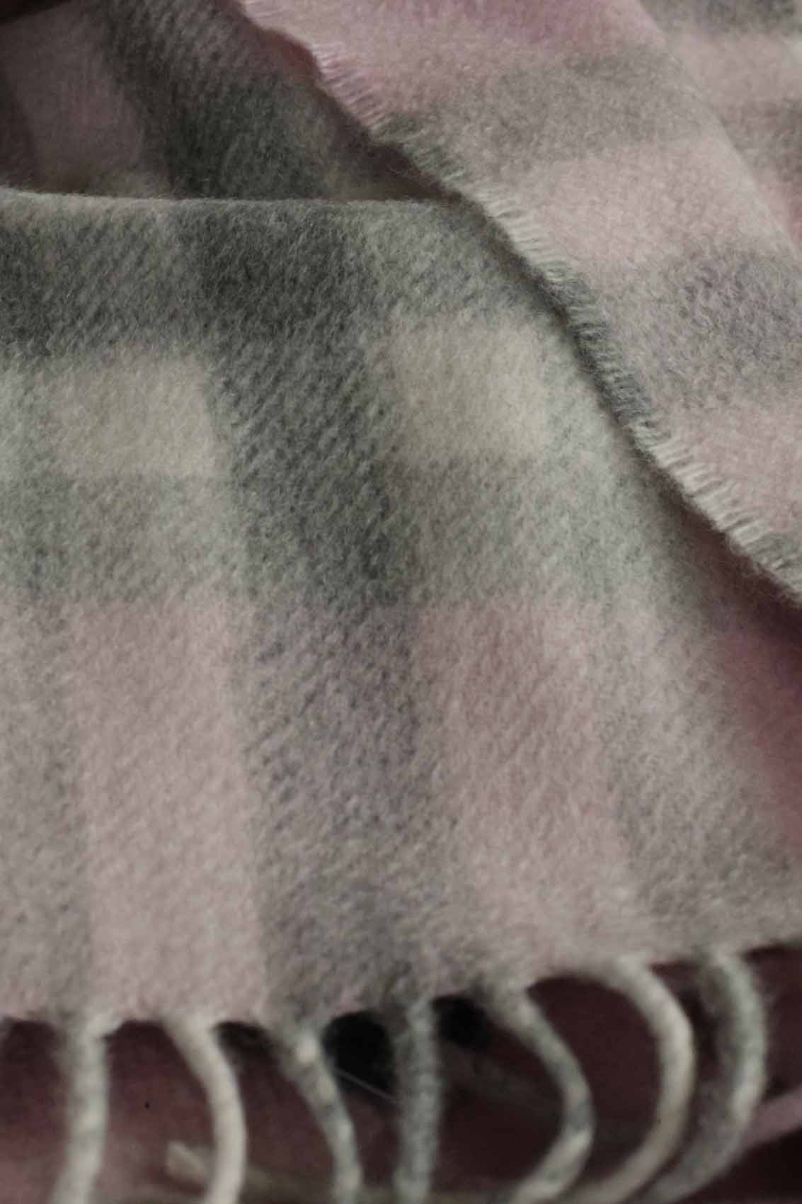Large Cashmere Scarf | Pink and Grey Check