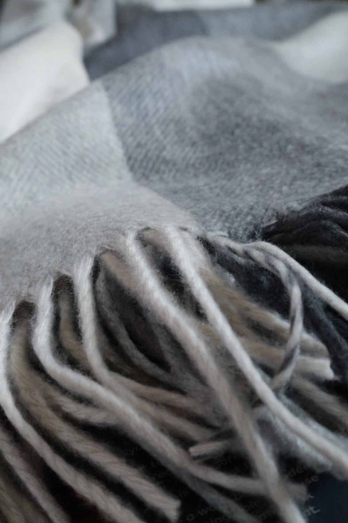 Großer Kaschmir Stola | Kariert Grau