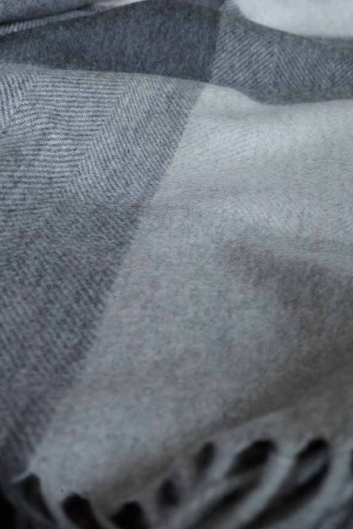 Großer Kaschmir Stola | Kariert Grau