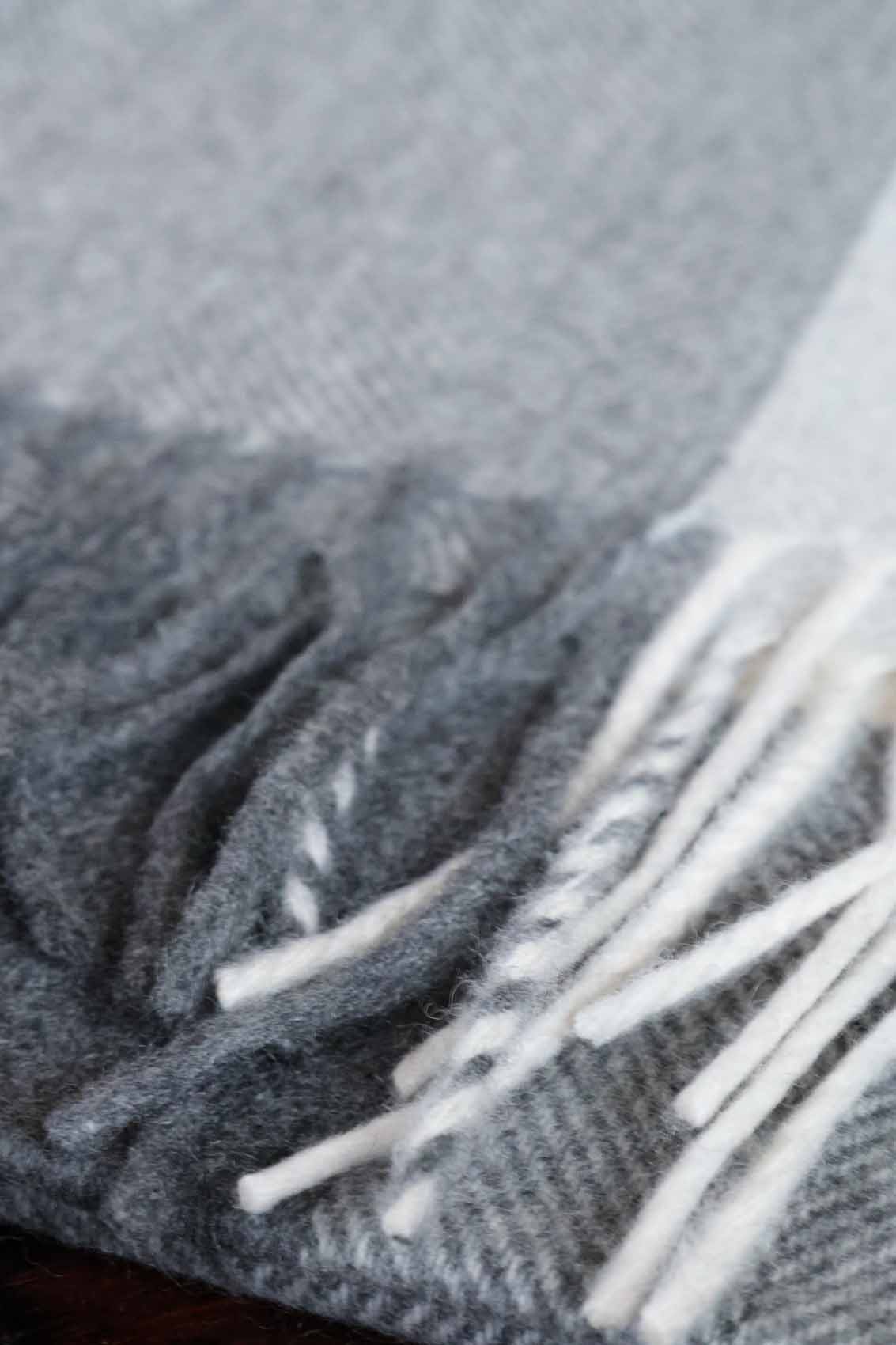 Großer Kaschmir Stola | Kariert Grau