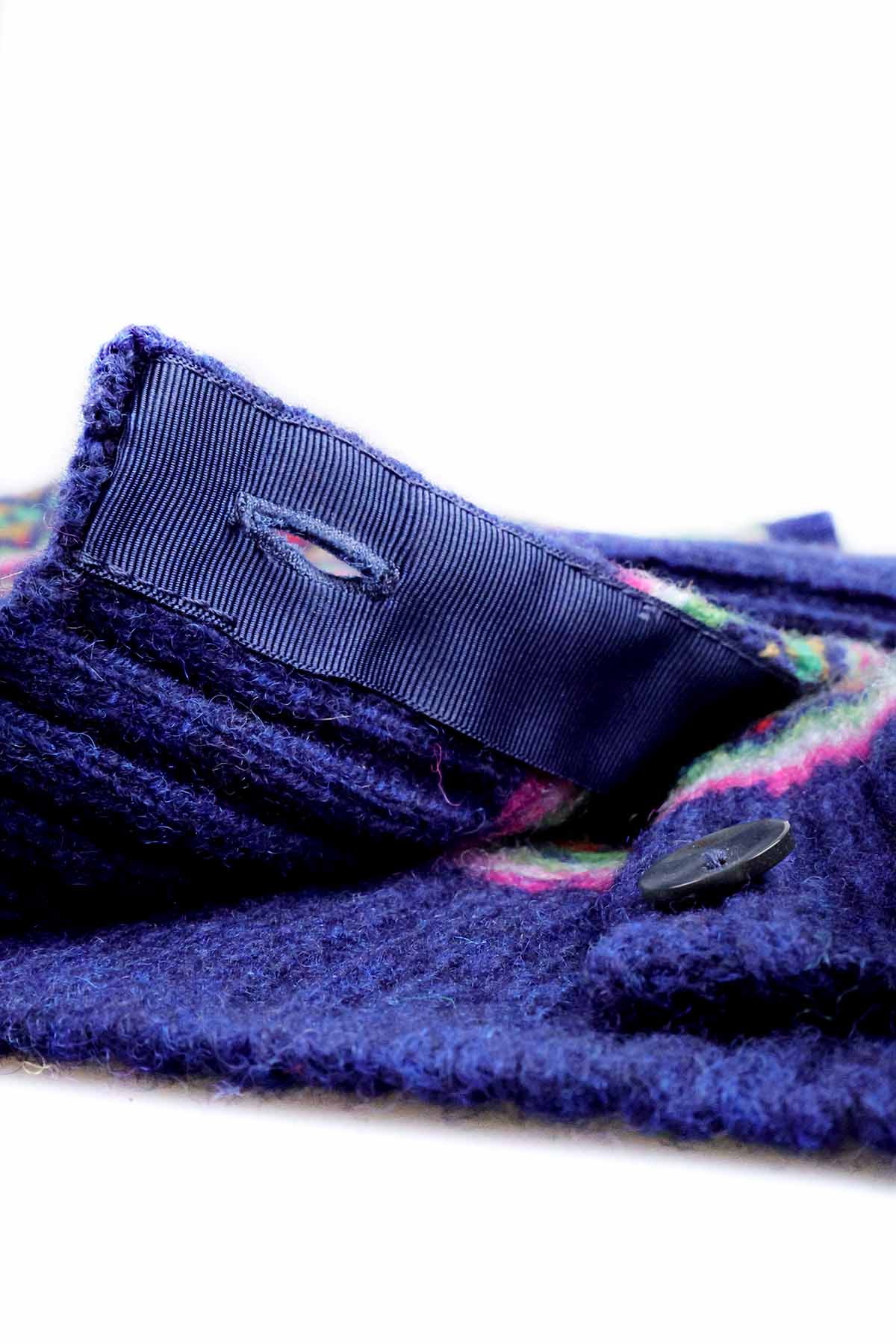 Harley of Scotland Fairisle Strickjacke Mitternachtsblau | Reine Schurwolle