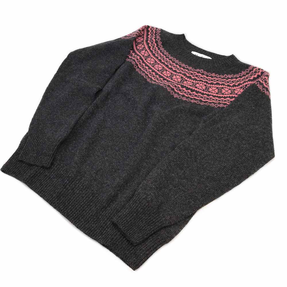Fairisle Pullover | Superfine Schurwolle Grau Rosa