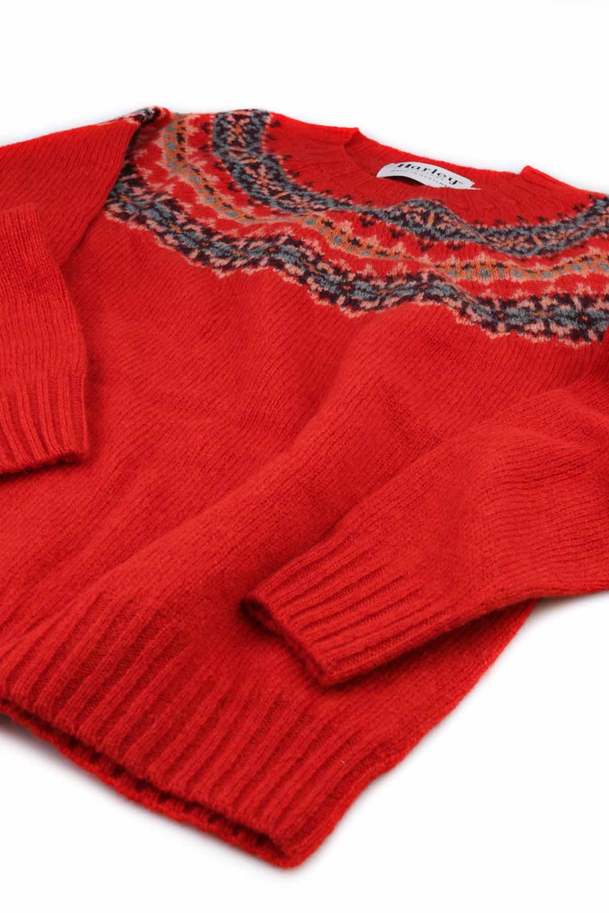 Fairisle Pullover Damen | Roter Sonnenuntergang