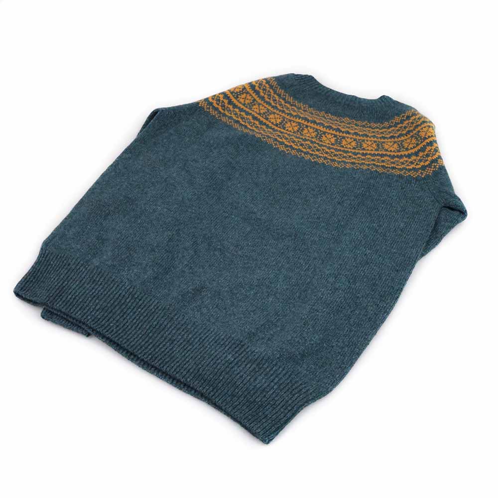 Harley-Scotland-Damen-Fairisle-Pullover-Pastel-Teal-Rucken