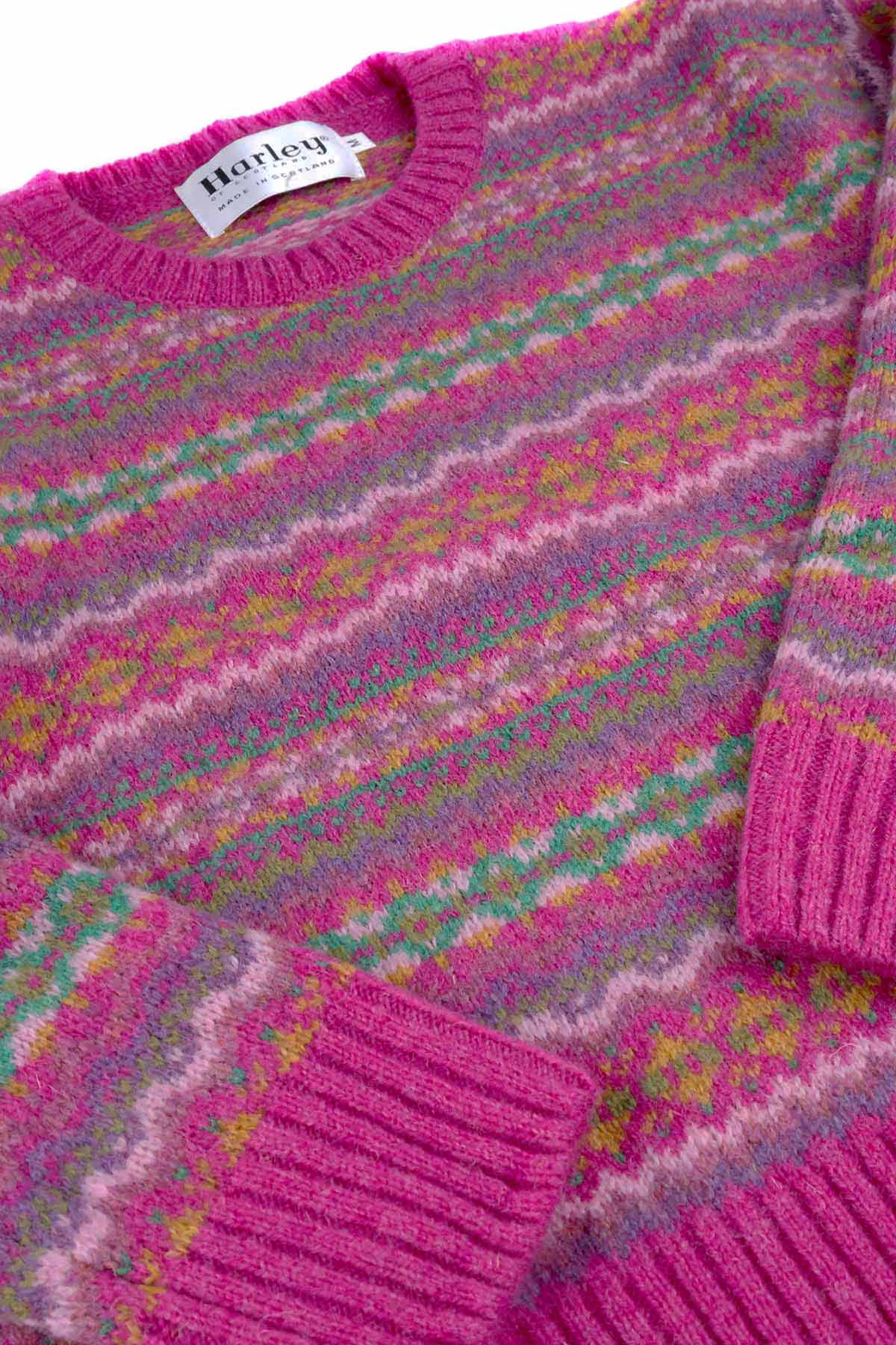 Harley of Scotland Rosa Fairisle Pullover für Damen