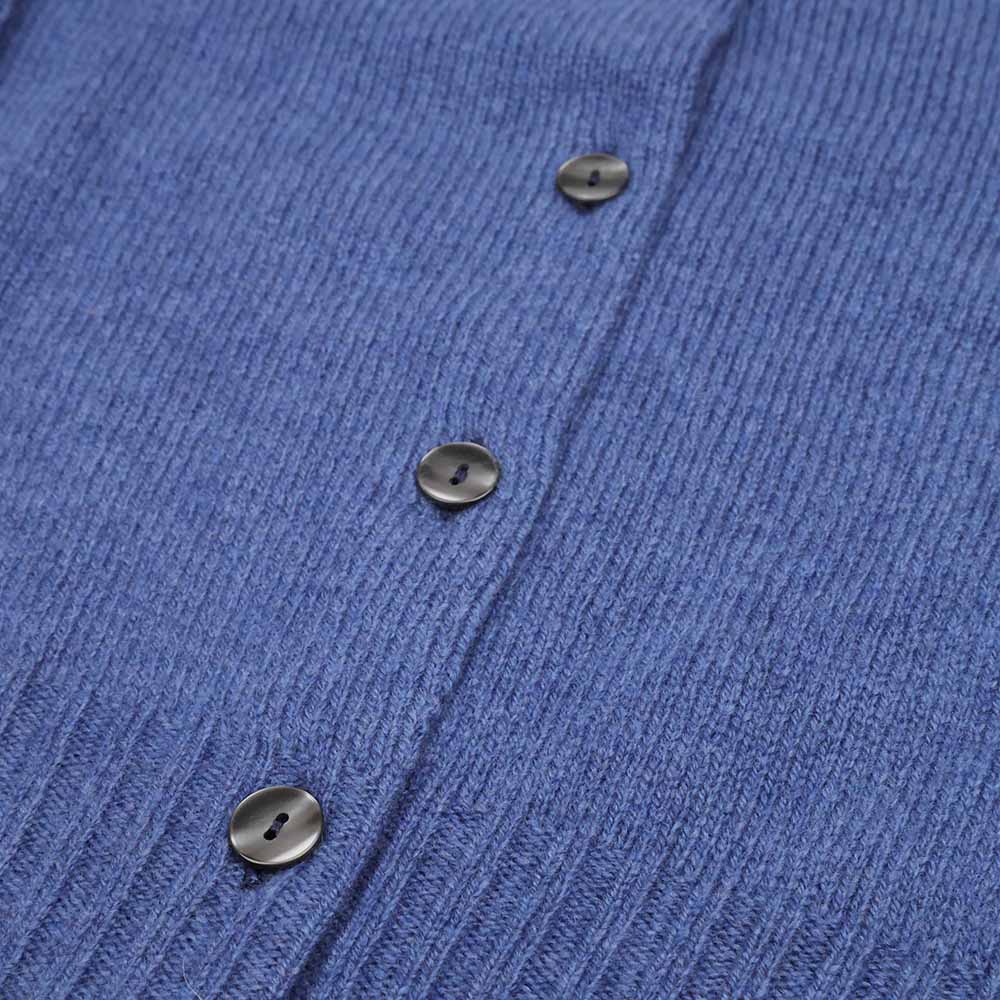 Reine Schurwolle Strickjacke | Denim Blau