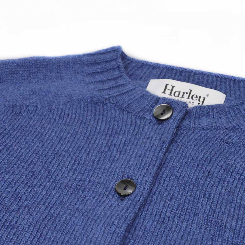 Reine Schurwolle Strickjacke | Denim Blau