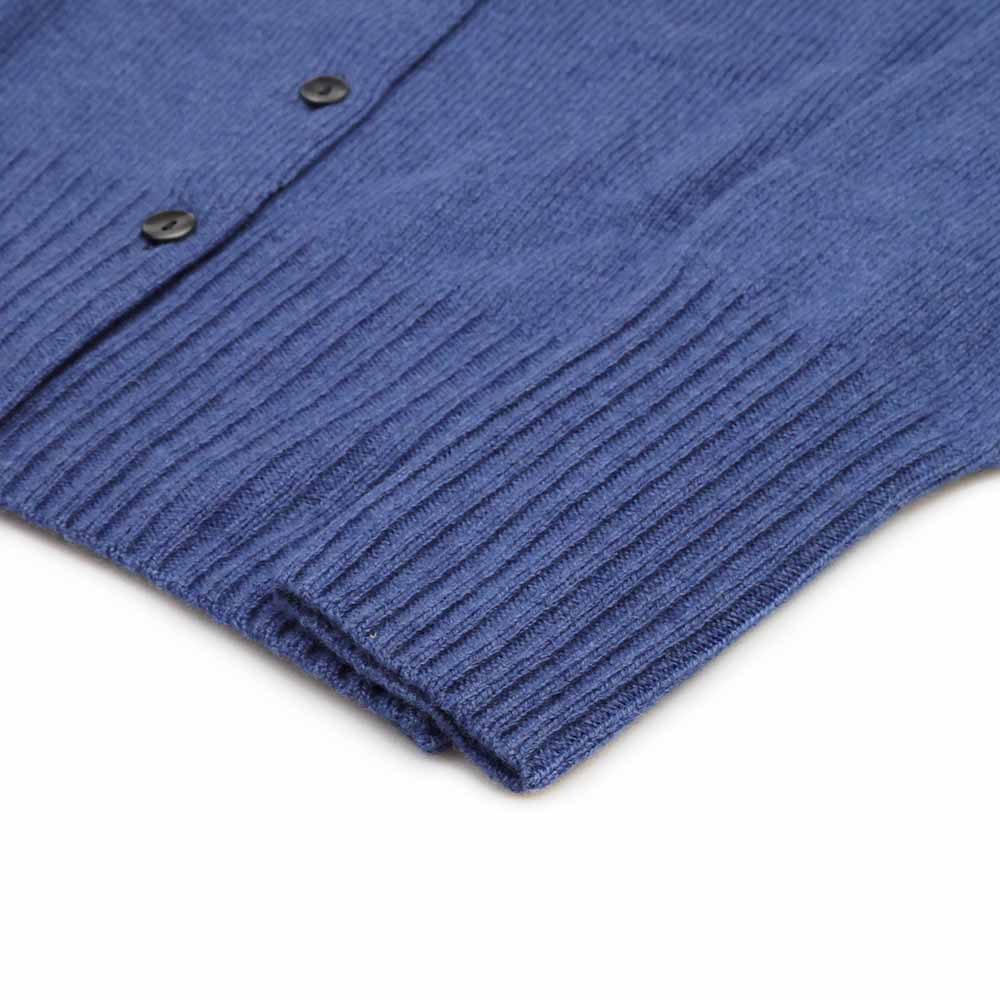 Reine Schurwolle Strickjacke | Denim Blau