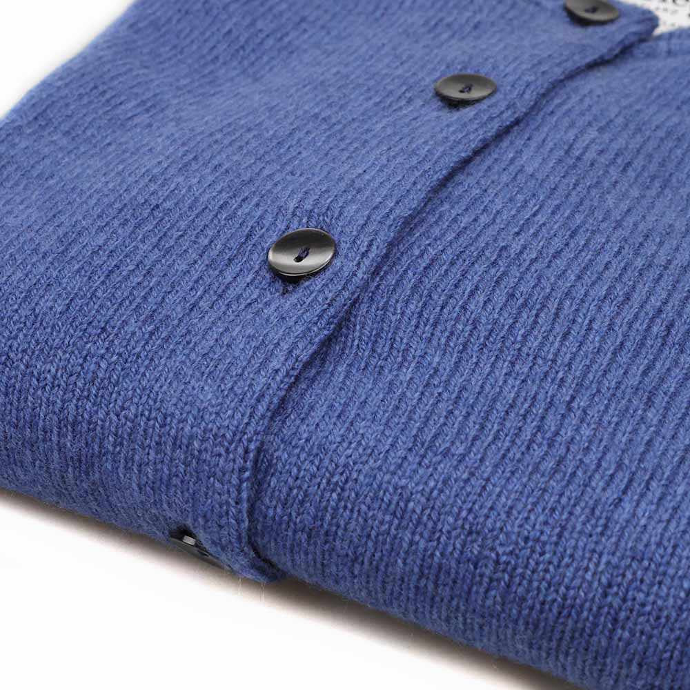 Reine Schurwolle Strickjacke | Denim Blau
