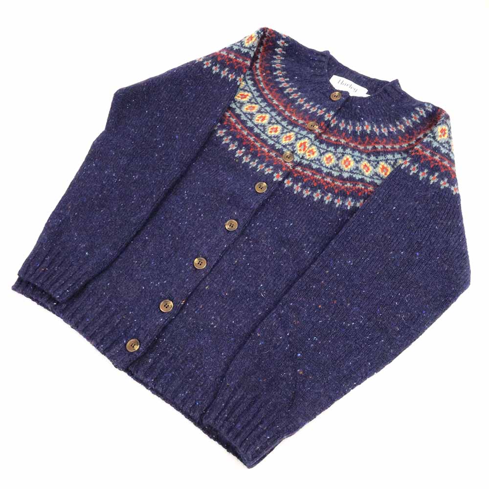 Fairisle Damen Strickjacke | Marine Blau