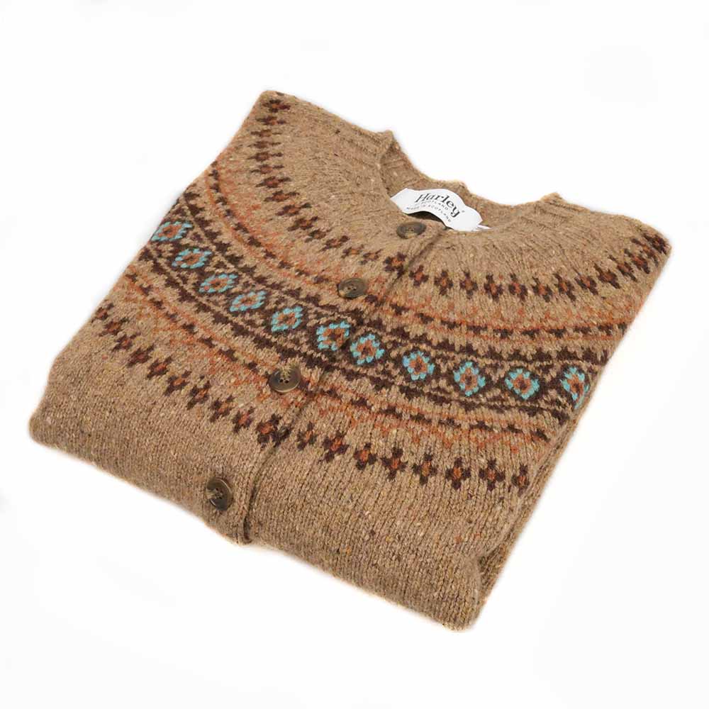 Fairisle Damen Strickjacke | Teak Braun