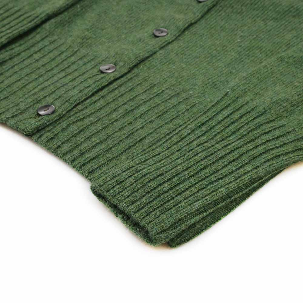 Reine Schurwolle Strickjacke | Olivgrün