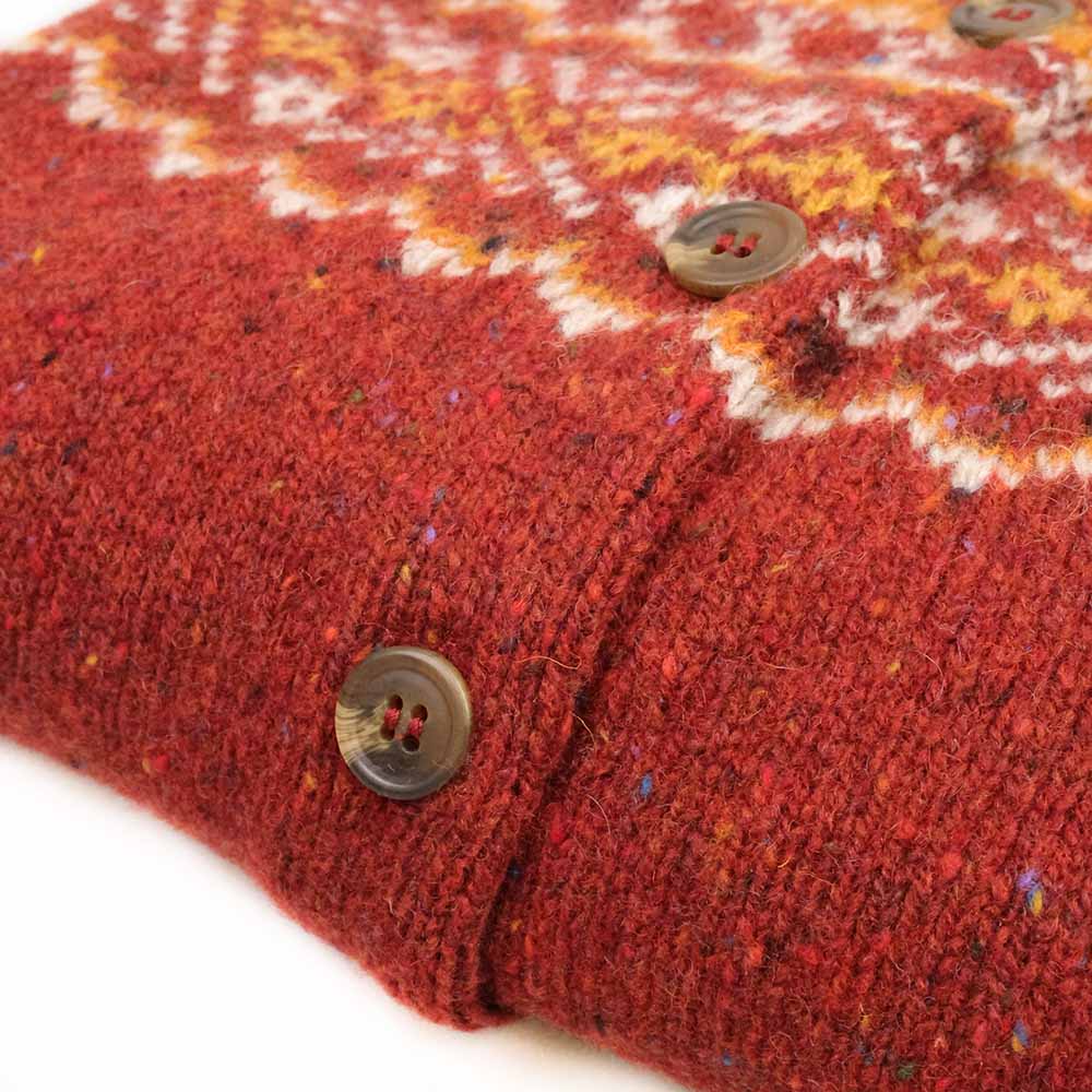 Fairisle Damen Strickjacke | Rot Reine Schurwolle