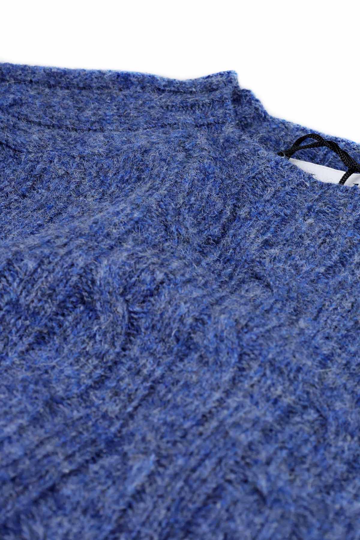 Harley of Scotland Herren Pullover Zopfmuster Denim Blau