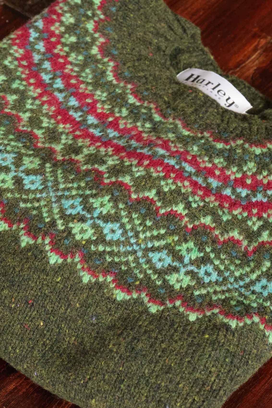 Harley of Scotland Women's Fair Isle Sweater Pure New Wool