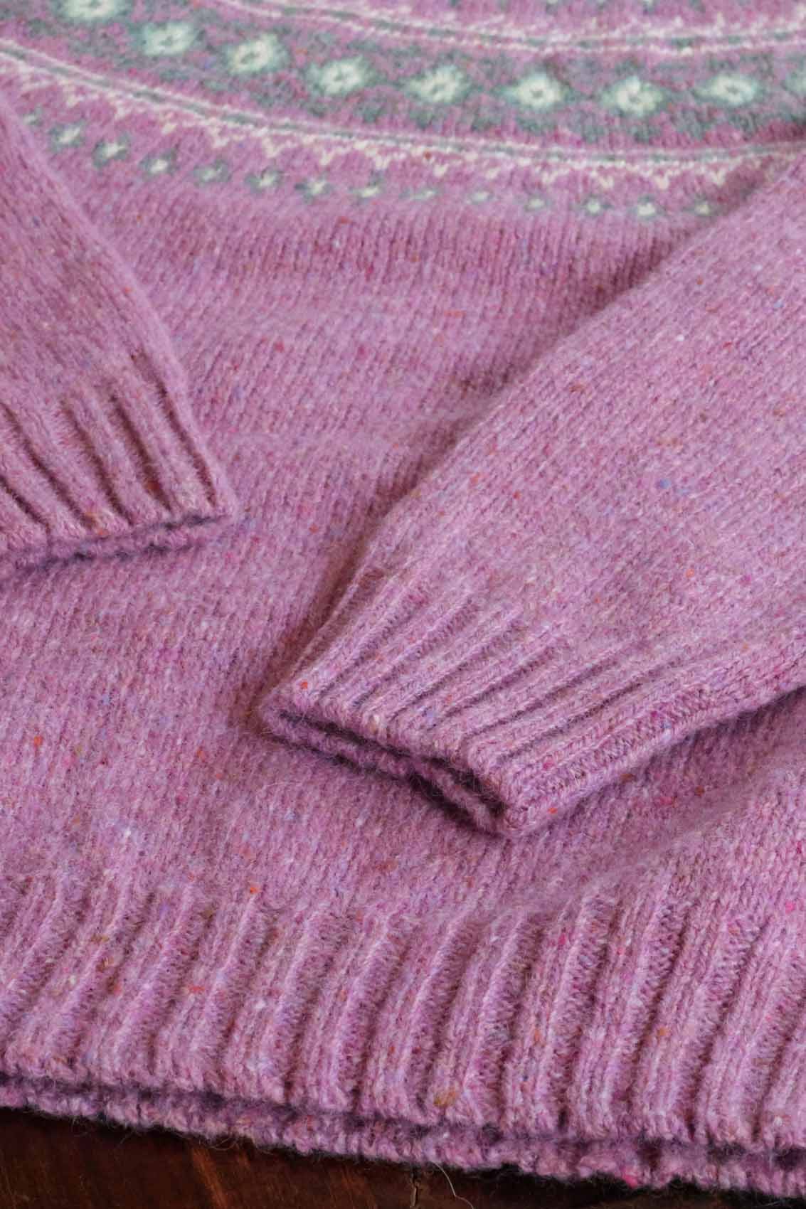 Fair Isle-Pullover Damen | Lila Distel