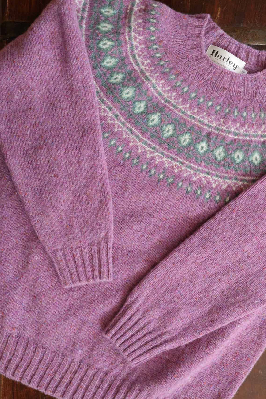 Fair Isle-Pullover Damen | Lila Distel