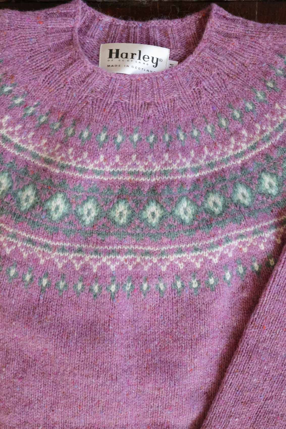 Fair Isle-Pullover Damen | Lila Distel