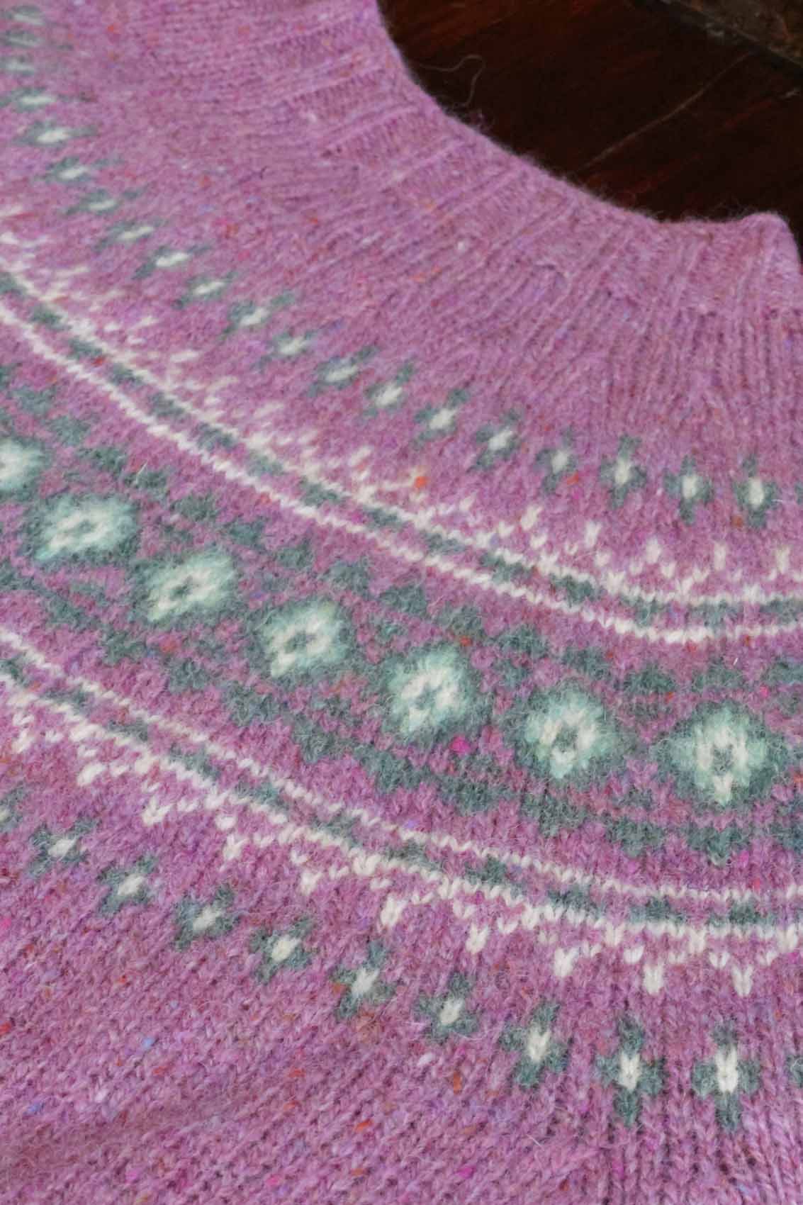 Fair Isle-Pullover Damen | Lila Distel