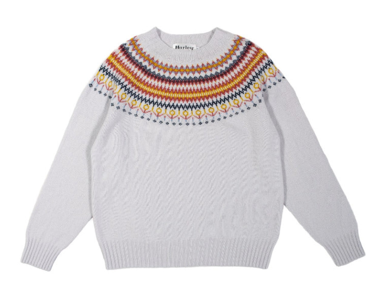 Fairisle Pullover | Superfine Schurwolle Platin