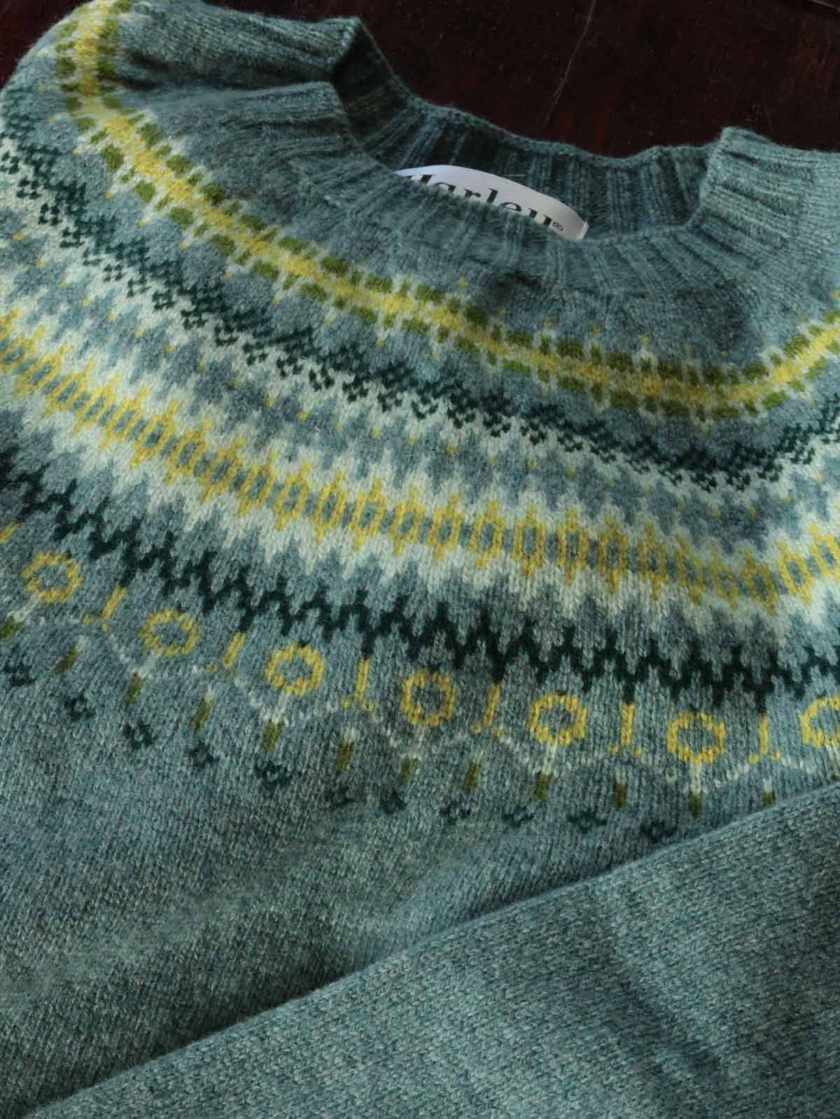 Fairisle Pullover | Superfine Lammwolle Pastel Grün (Bald Wieder erhätlich)