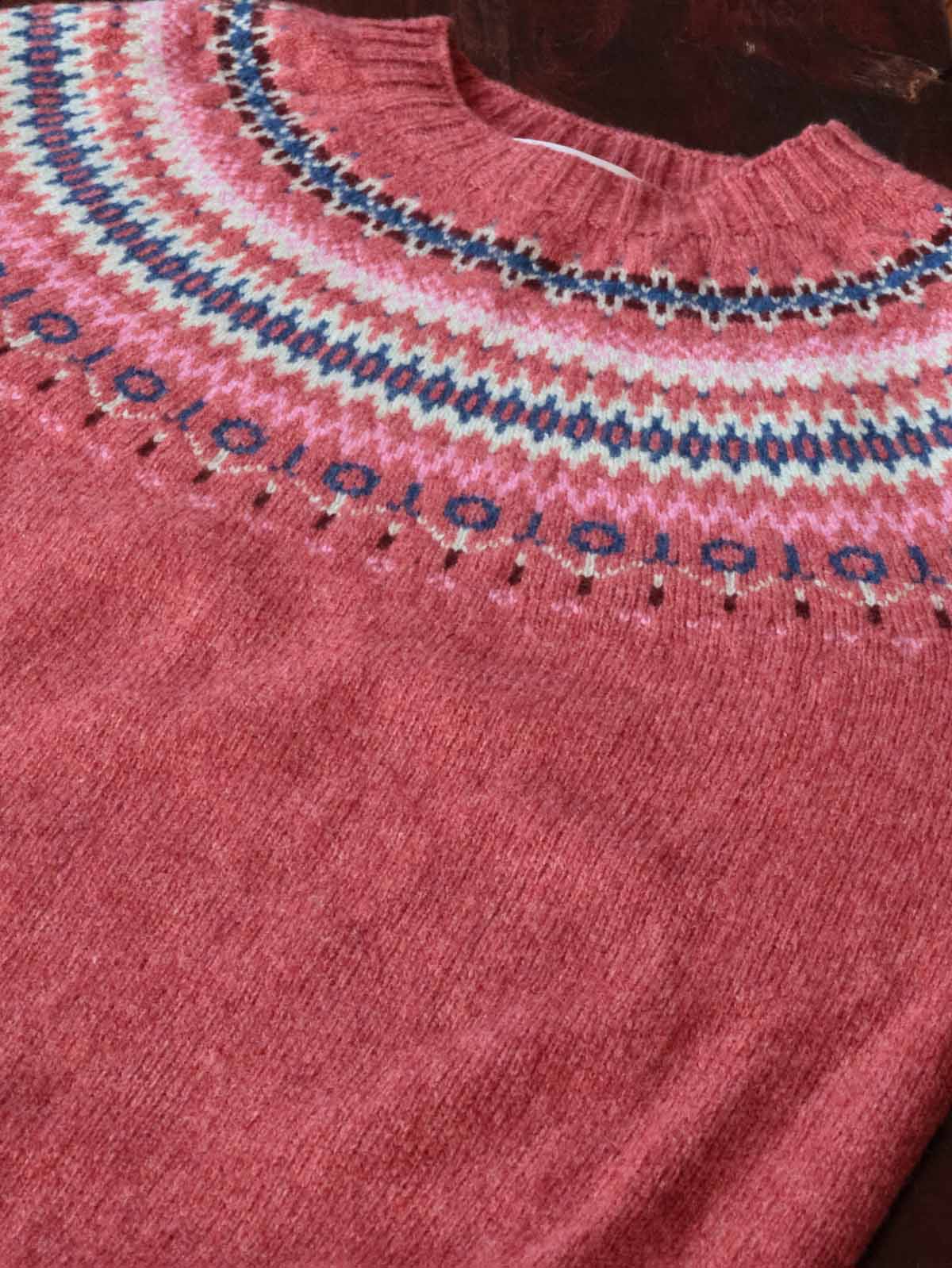 Fairisle Pullover | Superfine Lammwolle Pastel Rosa