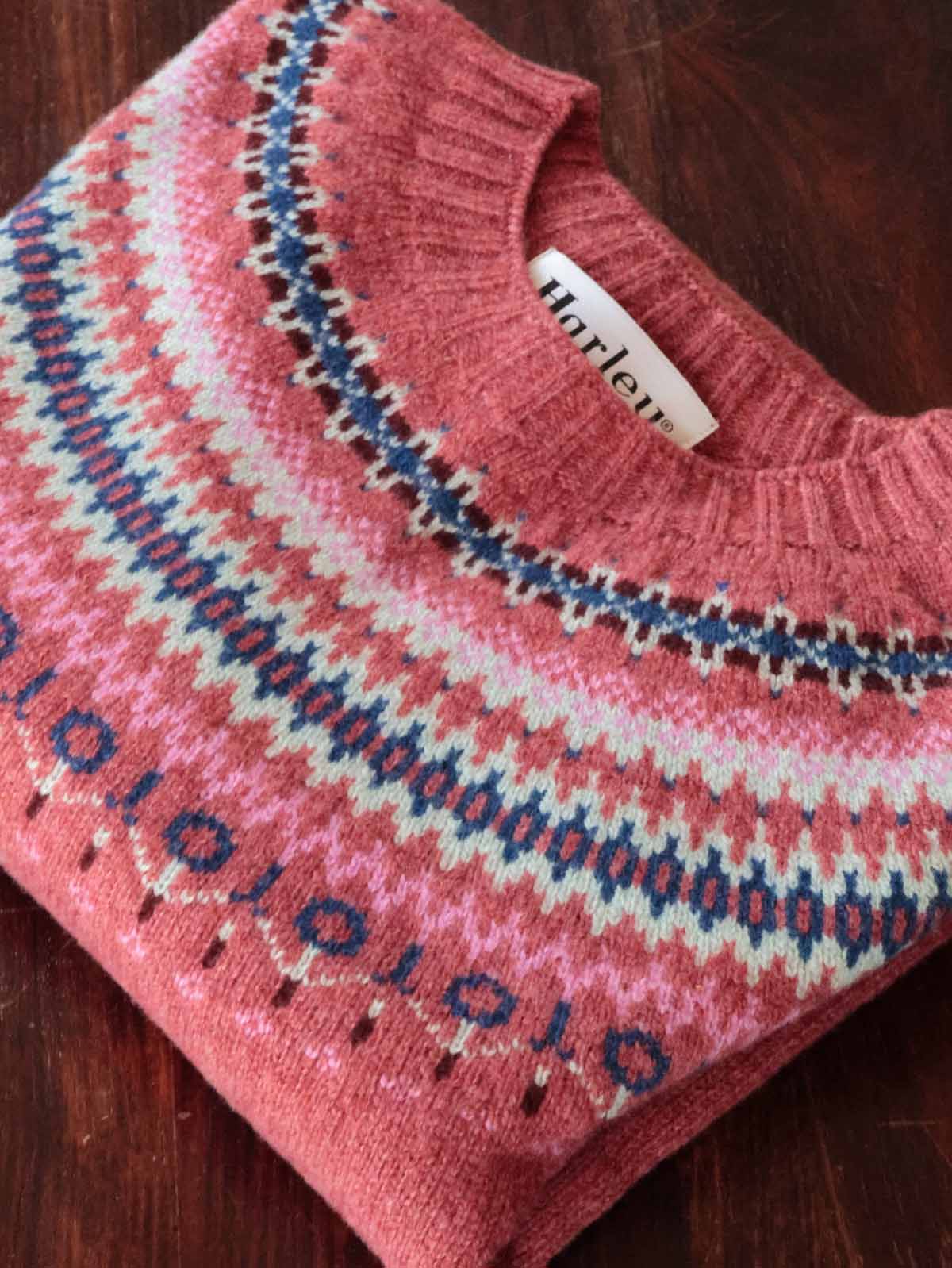 Fairisle Pullover | Superfine Lammwolle Pastel Rosa
