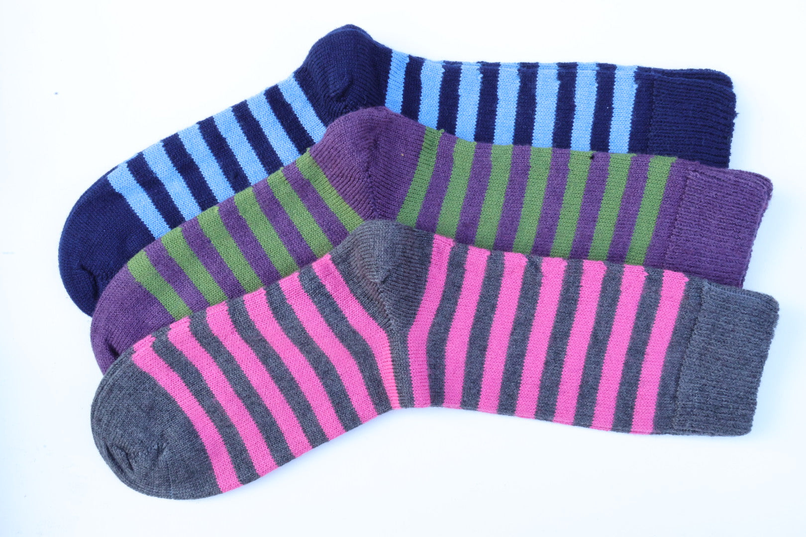 Striped socks for women | Purple and green