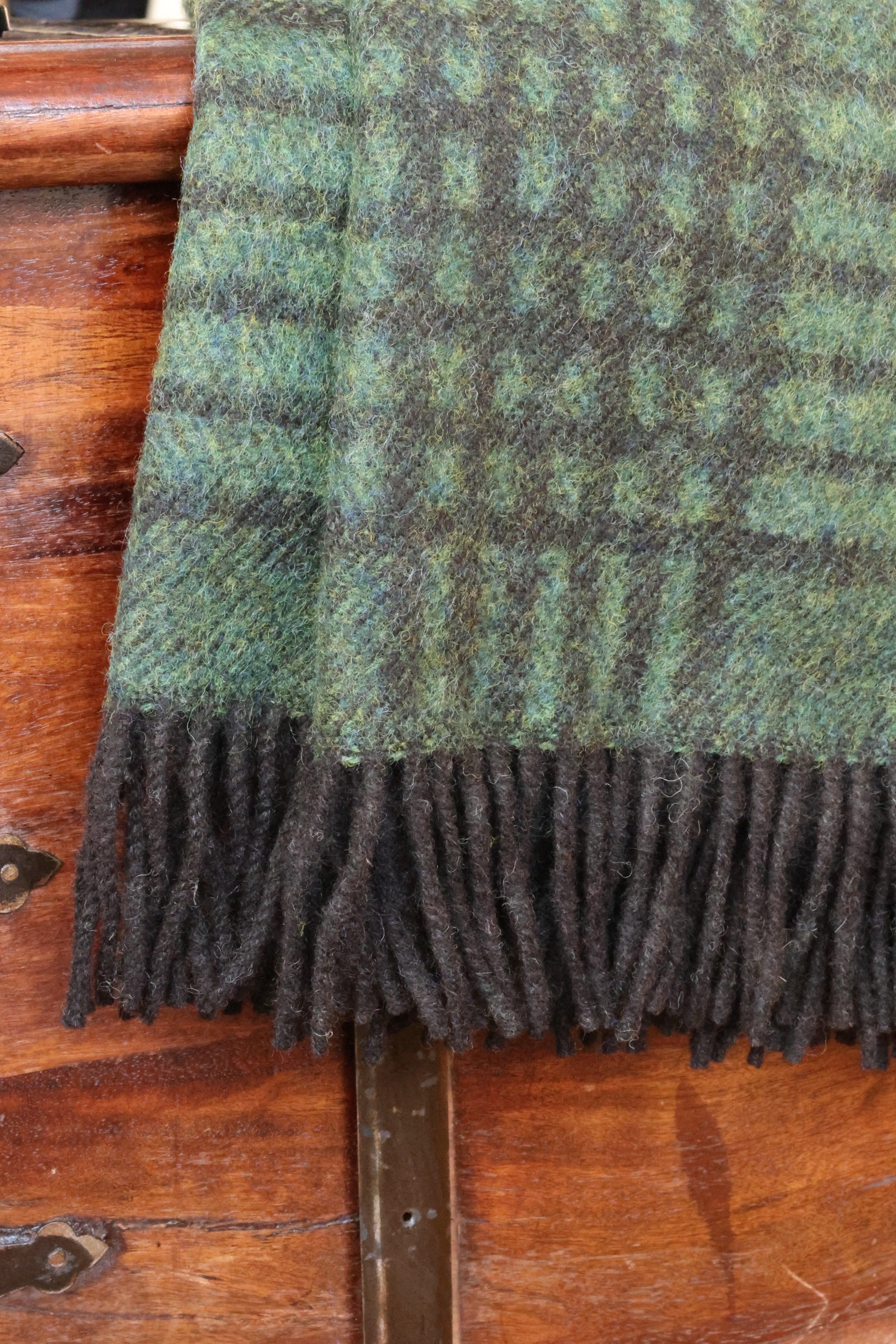 Shetland Wool Blanket Peacock Green