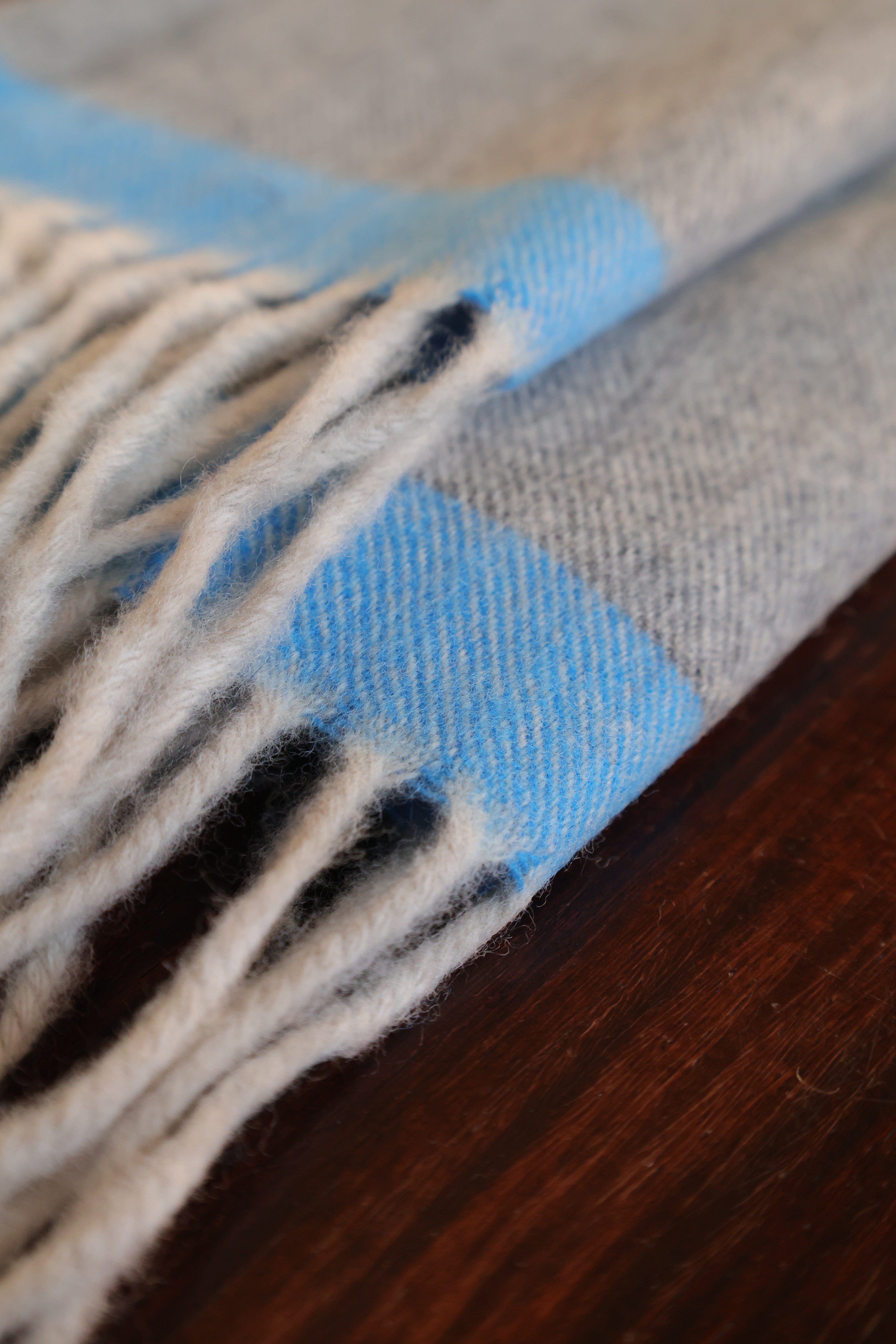 Cashmere Lambswool Scarf Gray Sky Blue