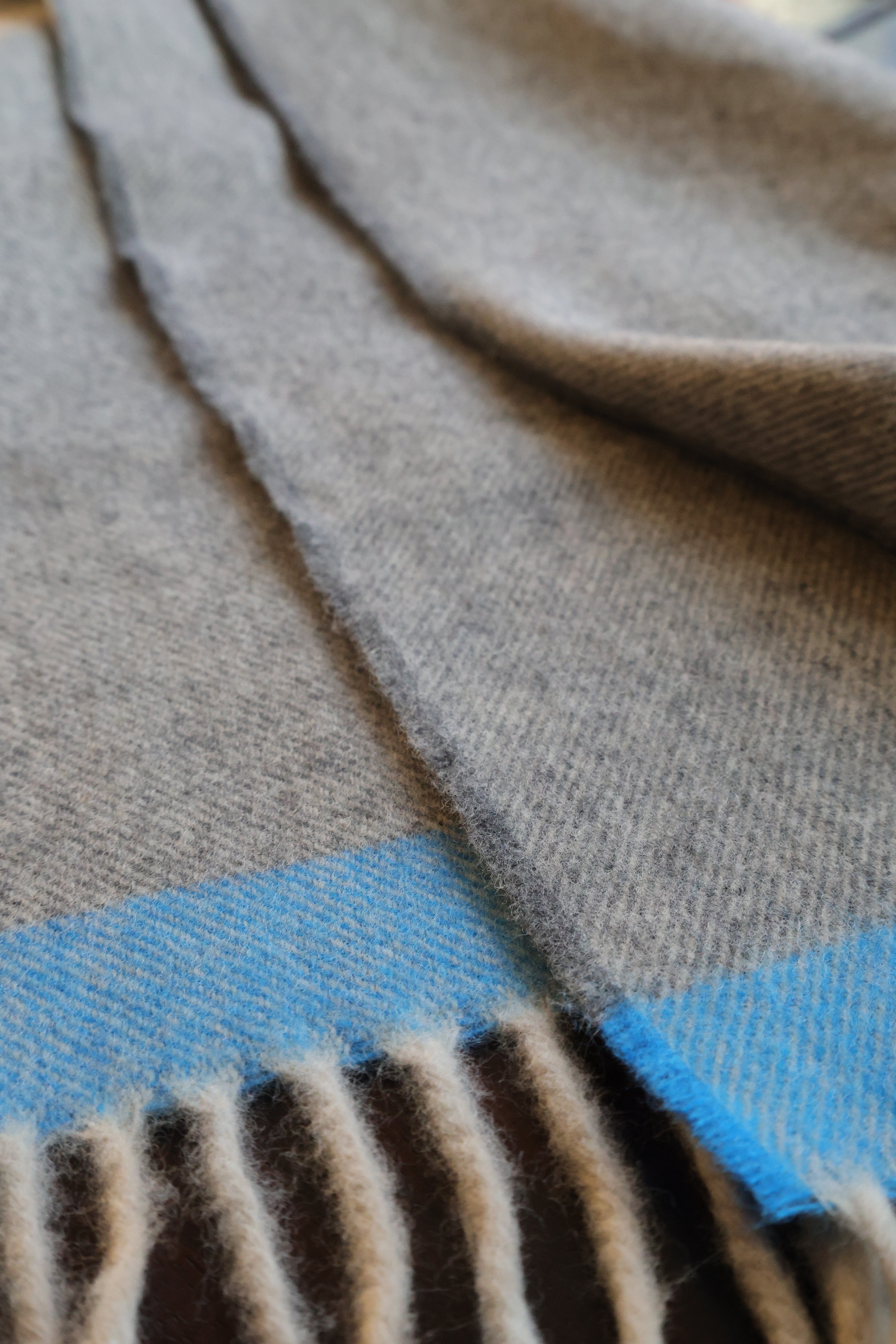 Cashmere Lambswool Scarf Gray Sky Blue