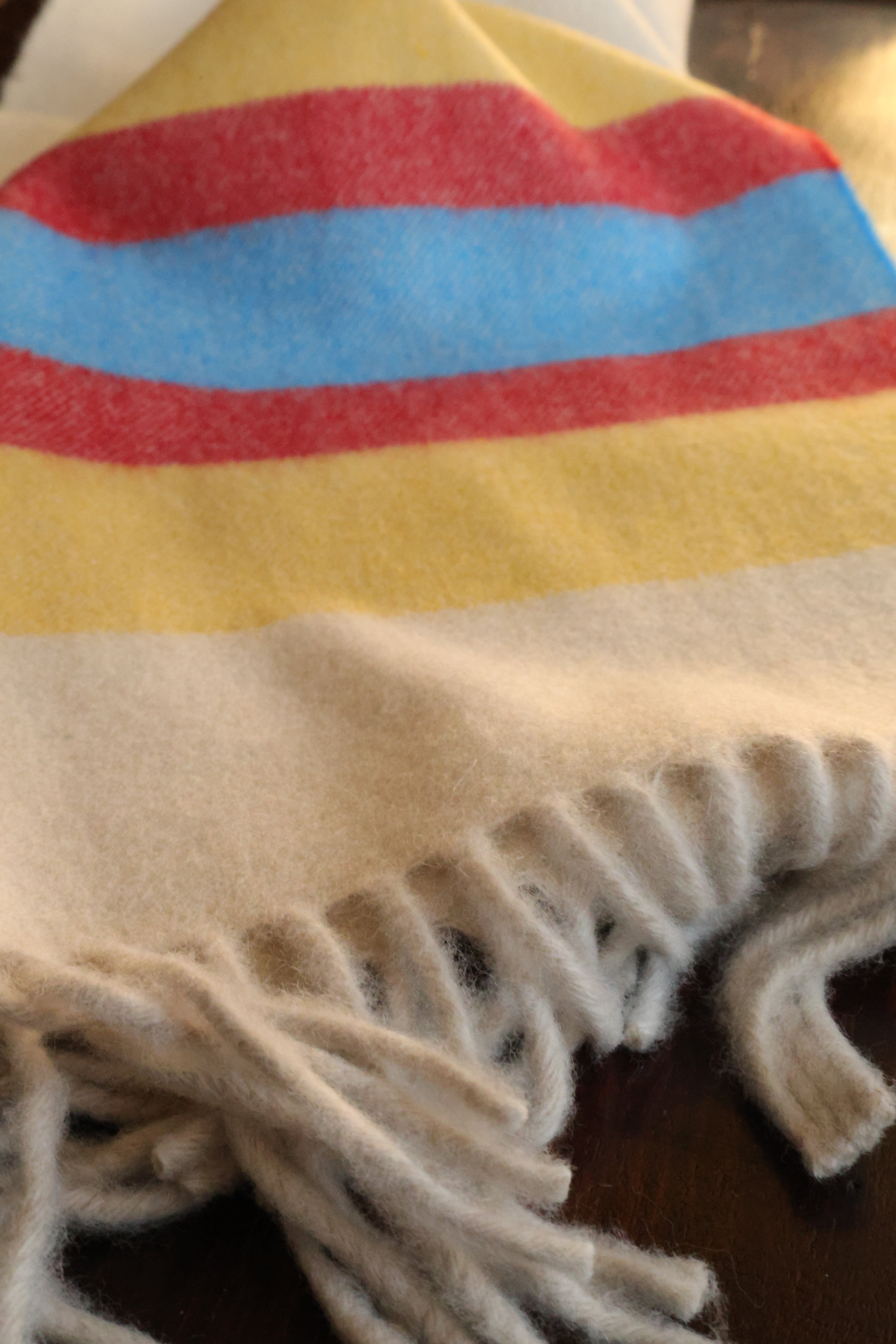 Cashmere Lambswool Scarf Cream Yellow Red